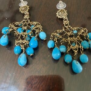 Faux turquoise chandelier earrings